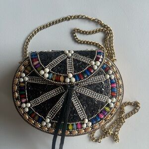Black and Multicolor Embellished Women's Bag